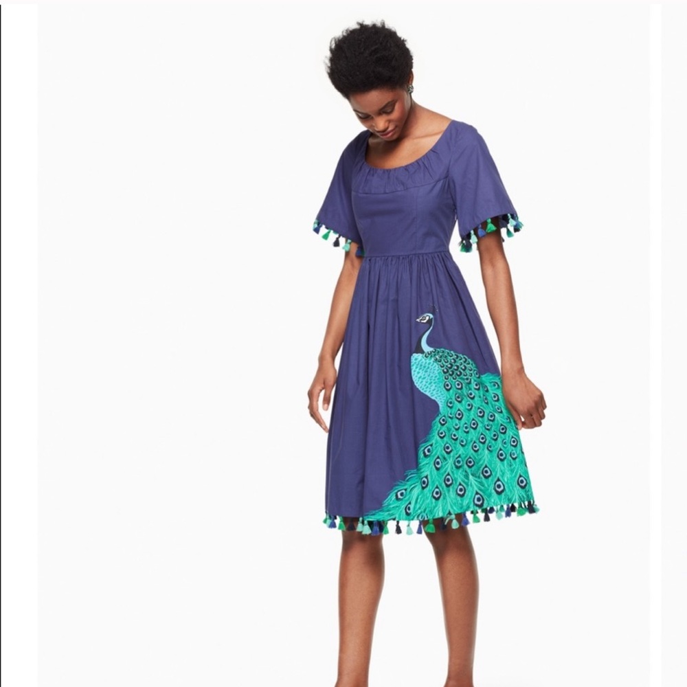 KATE SPADE Deep Sea Tassel Peacock Dress NEW